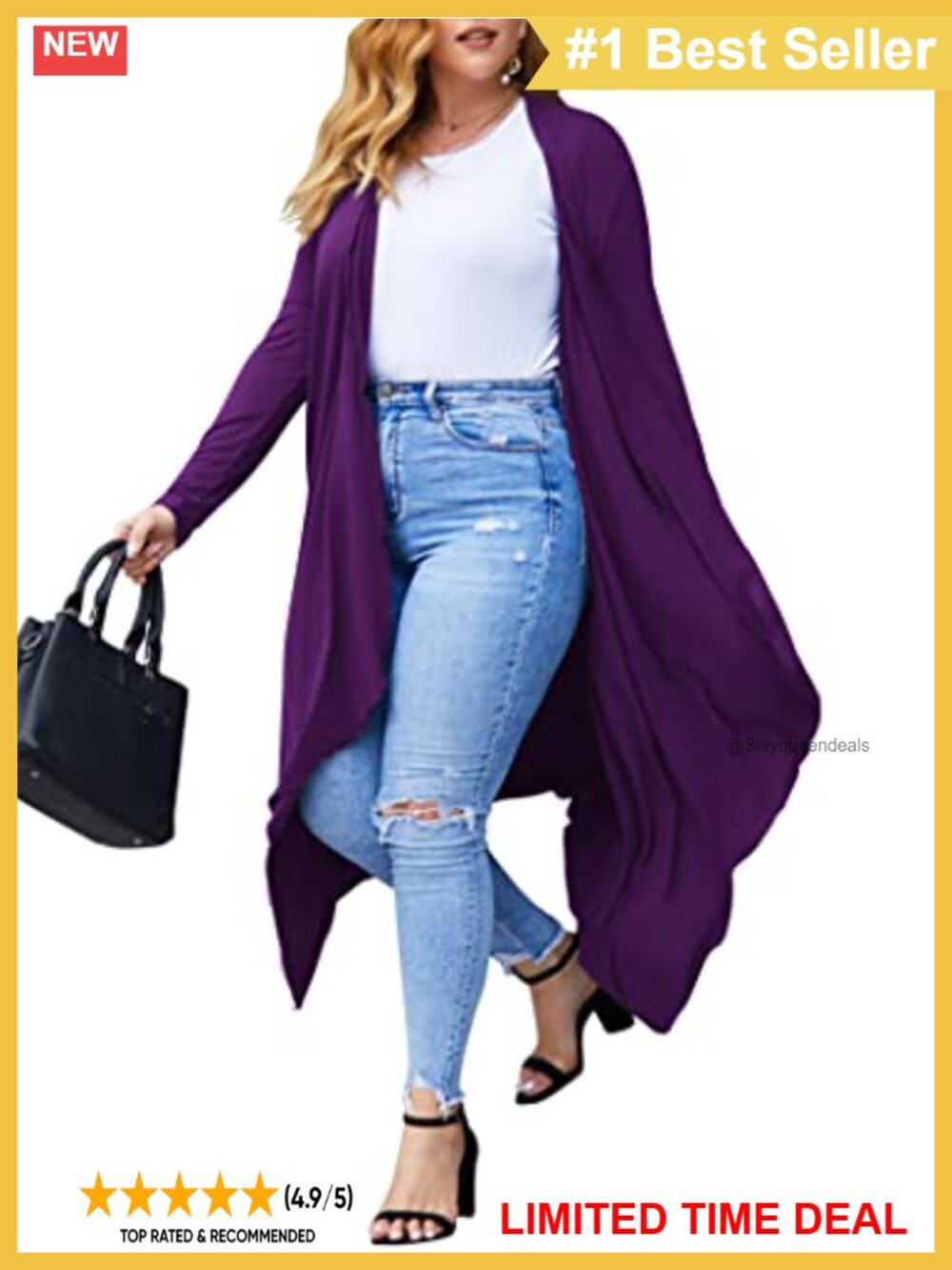 Plus Size Lightweight Long Sleeve Open Front Duster Cardigan